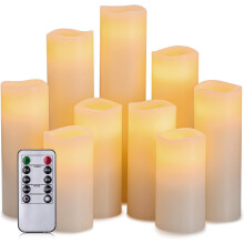 Smokeless Dripless Candles, Battery Operated with Dancing LED Flames, Waterproof Outdoor for Garden Decor (Ivory, 2.2" Diameter)
