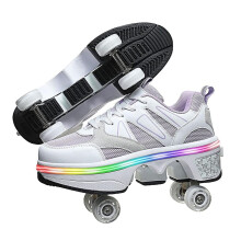 Roller Skates Adjustable Telescopic Automatic FourWheeled Shoes Size 37 For Children And Adults Multifunctional
