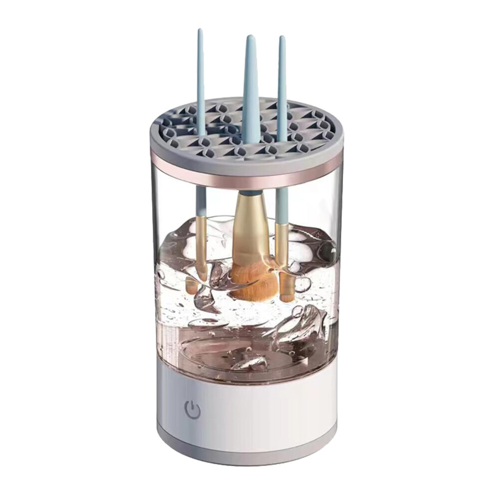 White Electric Makeup Brush Cleaner Usb Rechargeable Auto Rotating For Deep Cleaning And Quick Drying