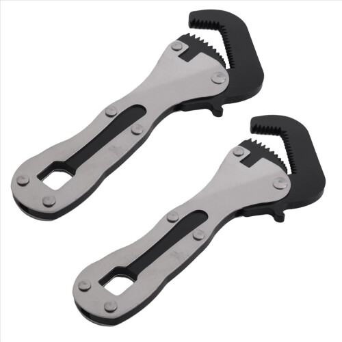 2pcs Mini Stubby Pipe Vise Wrench,Mini Stubby Wrench, Mini Self Adjust 2