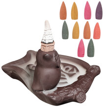 Arzător de tămâie ceramic artizanal în formă de bufniță, design ușor, material sănătos, cu reflux, pentru decorarea acasă cu aromaterapie,