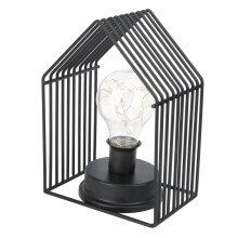 Lampă metalică cu baterii, iluminat decorativ pentru interior și exterior, cu formă unică de casă și stil vintage pentru orice spațiu