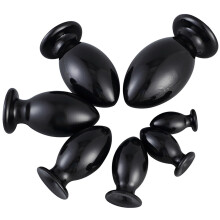 BDSM Anal Dildo, Flexible Anal Beads, 7Size Set, Suction Cup, Silicone Butt Plugs, GSpot Stimulator, Black, Small