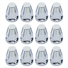 12Pcs Lug Nut Covers Kit,33mm ABS Chrome Screw-on Hub Caps for Semi Tr