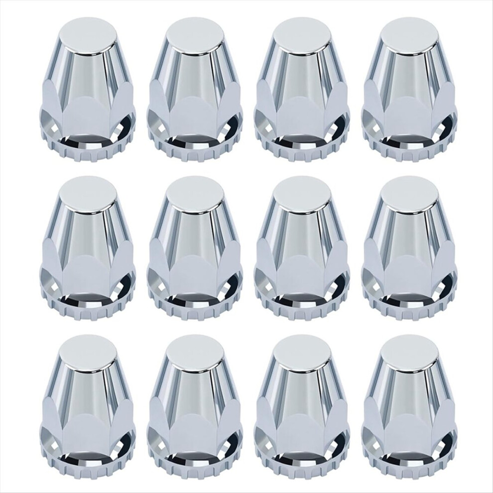 12Pcs Lug Nut Covers Kit,33Mm Abs Chrome Screw-On Hub Caps For Semi Tr 4852494301813