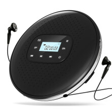 Portable CD Walkman Rechargeable Intelligent Touch Screen CD Player Digital Display Stereo Speaker for Student Black