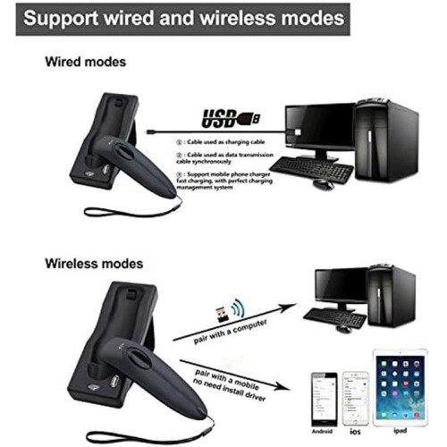 Wireless Barcode Scanner Handheld USB Barcode Reader Scanner with Charging Base with Vibration Alert 1
