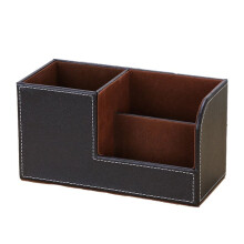 Leather Desk Organizer,Office Supplies Holder Desktop Stationery Storage Box for Business Card, Pen, Pencil,Remote D