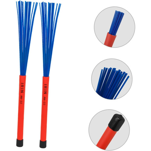 1 Pair Telescopic Wire Drum Brushes for Jazz Drumming with Retractable Durable Metal Handle 2