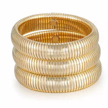 Bangle Bracelets Set for Women, Womens Bracelet Snake Chain Stretch Gold Rhodium Plated Bangles