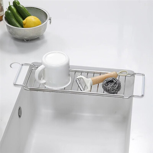 Kitchen Retractable Sink Storage Rack Drain Rag Rack Filter Household Dishes Fruit and Vegetable Storage Rack 2