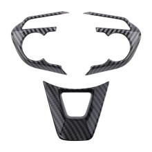 for 2019-2021 Car Carbon Fiber Style Steering Wheel Button Cover Trim Decorative Frame Sticker Accessories