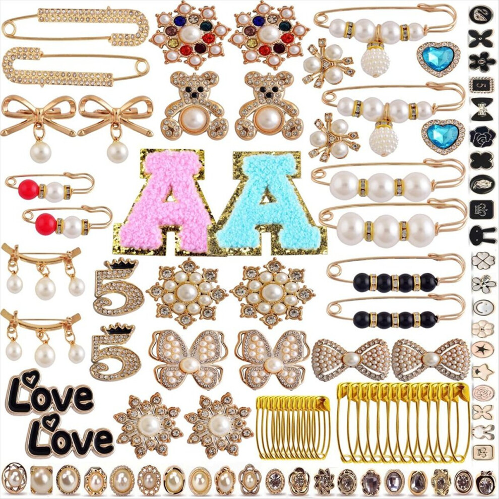 Rhinestone Pearl Brooch Pins 96Pcs Brooches And For Women Gold Junk So 4852494305149