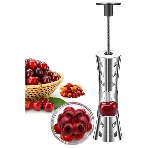 Portable  Pitter Remover Tool 304 Stainless Steel Kitchen Tool Silver Fruit Pit Remover for  Jam Press Type 1