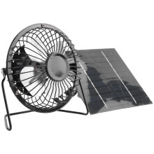 5W 5V Solar Panel Powered Fan, Portable Ventilation Cooling Fan 4-Inch USB Portable Fan for Camping Yacht Dog House