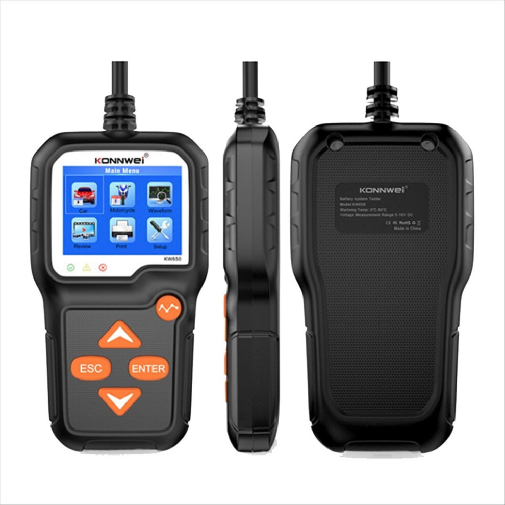 Kw650 6V-12V Car Battery Tester 100-2000Cca Automotive For Vehicles M 4852494313137