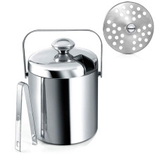 Eis KüBel mit Deckel, Doppelwandiger Eis KüBel mit Deckel, Rostfreier Stahl, 1,3 Liter Isolierter Eis KüBel