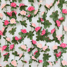 2Pcs Artificial Rose Flower Floral Fake Vine Hanging Garland Party Wedding Decor