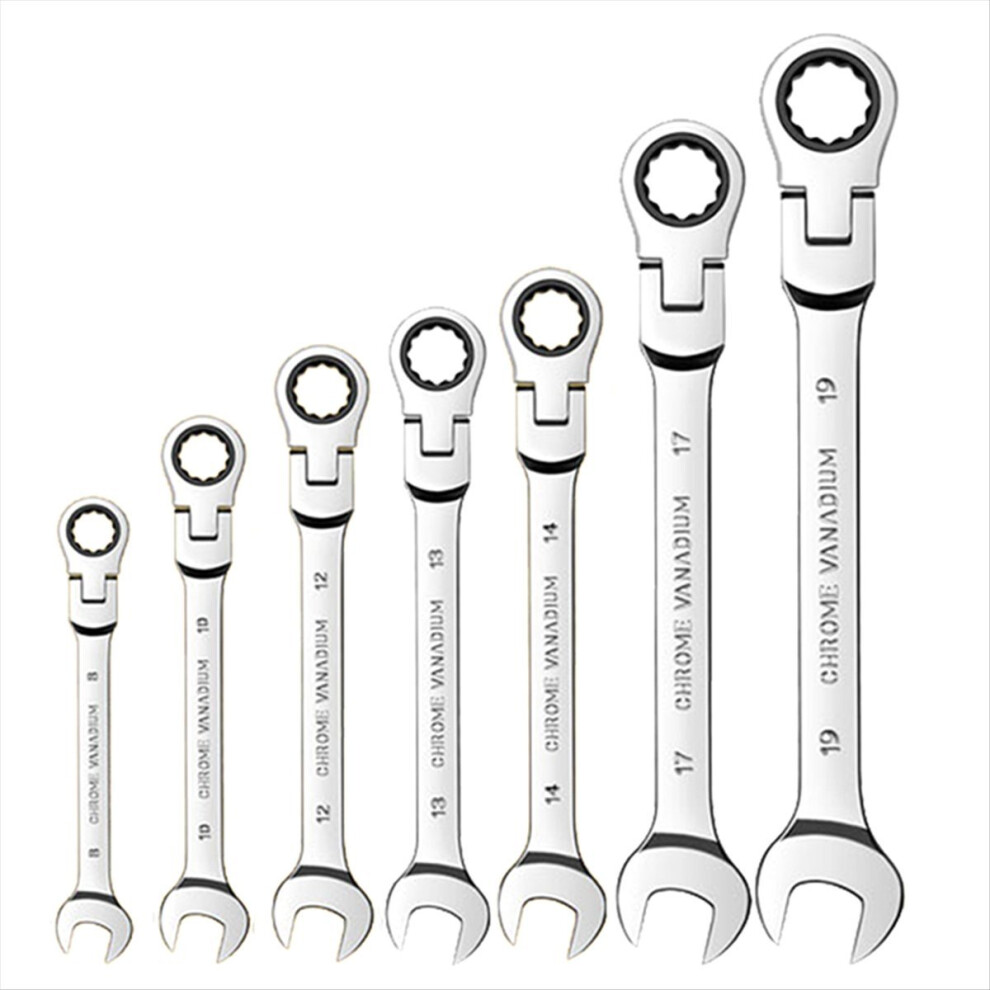 7Pcs Ratcheting Wrench Set, Standard Metric Combination Ratchet Wrench 4852494310921