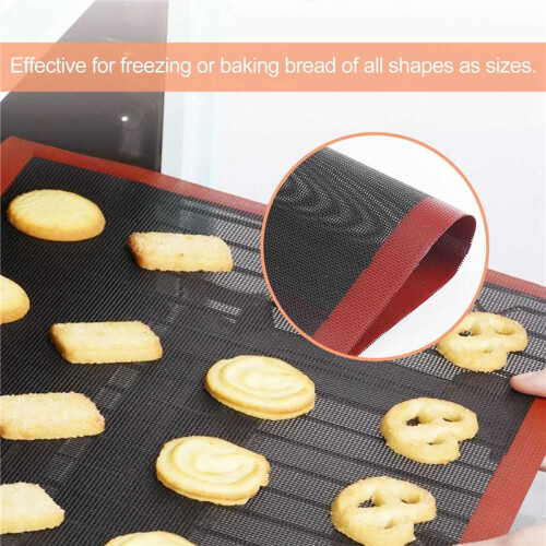 2 Pcs Silicone Baking Mat Sheet,Non-Stick Oven Liner Perforated Mesh Pad,Baked Bread Biscuits Mat,Double-Sided Available 2