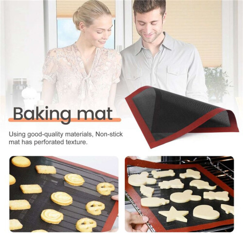 2 Pcs Silicone Baking Mat Sheet,Non-Stick Oven Liner Perforated Mesh Pad,Baked Bread Biscuits Mat,Double-Sided Available 1