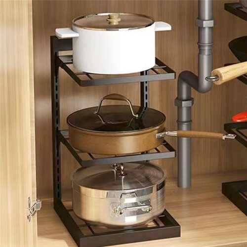 Support D'Évier de Cuisine, Support de Casseroles Multicouche, Support de Rangement D'Armoire Support Multifonctionnel 2