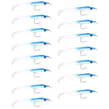 SUNMILE Fake Fishing Lure Sea Fishing Lure Bait with Hook Eel Bionic Bait 5cm/0.6G T Tail Soft Insect Simulation Bait 15Pcs