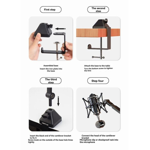 Braço de Microfone, Braço de Microfone Giratório 360, Suporte de Microfone, com Clipe de Microfone, Adaptador de 3/8 Polegadas para 5/8 Polegadas 1