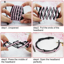 4Pcs Retractable Pocket Headbands - Non Slip Portable Telescopic Hair Hoops,Foldable Headbands for Women Washing Makeup