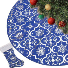 48 Inch Christmas Tree Skirt Xmas Soft Cover Mat Decor Snowflake Collar Farmhouse Tree Skirt,