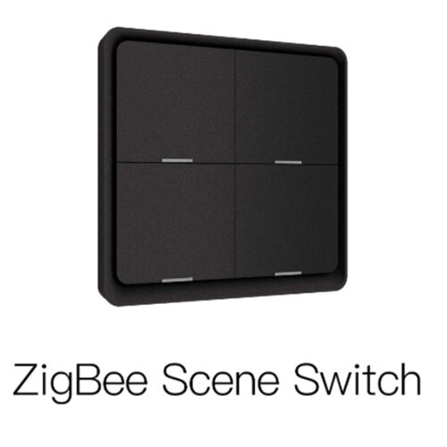 4 Gang for Tuya ZigBee Wireless 12 Scene , Push Button Controller Battery Powered Automation Scenario, Black 1