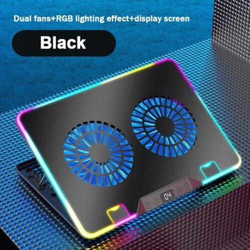 F36 Gaming Laptop Cooling Pad with RGB Lights LCD Display 7 Adjustable 2