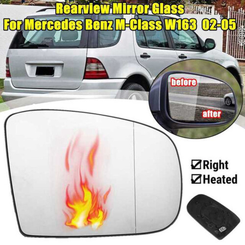 Driver Right Side Rearview Heated Mirror Glass for - M-Class W163 2002 2003 2004 2005 2
