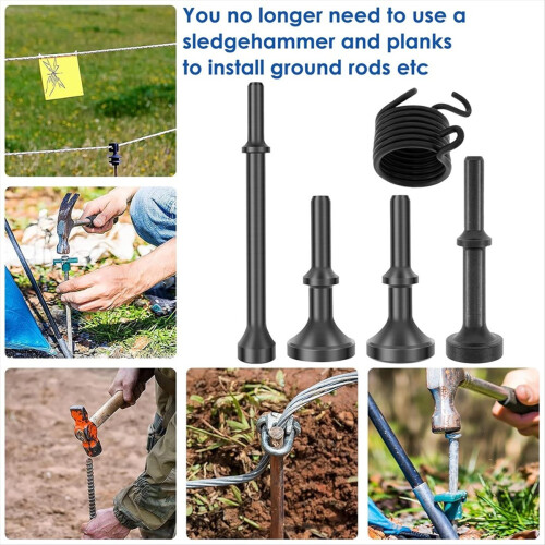 Smoothing Air Hammer Bits Set, 5Pcs Pneumatic Tool Kit with Spring for 2