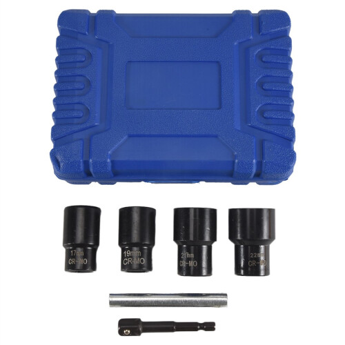 Lug Nut Remover Tool, 6 Piece Extractor Set 1/2 Inch Drive, Locking To 2
