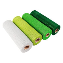 4 Roll St. Patrick's Day Mesh Ribbon, Green White Wired Ribbon 10 Inch x 30 Feet Deco Mesh Ribbon