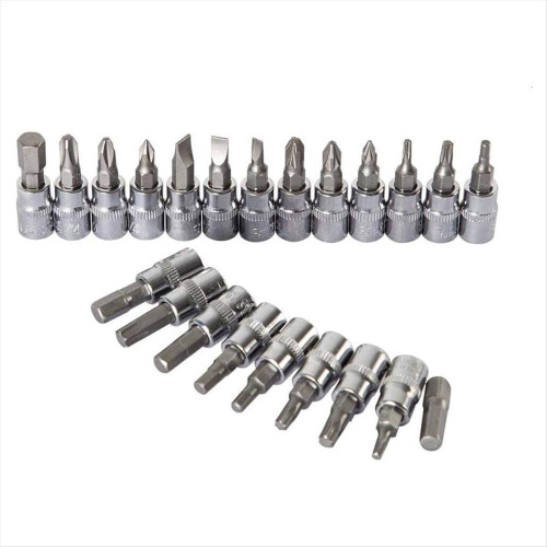 46PCS Drive Socket Set,Metric Ratchet Wrench Set with -V Sockets,S2 Bi 2