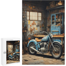 Rompecabezas de madera de 1000 piezas de motocicleta de estilo vintage, regalo único para decorar la pared, juego educativo familiar desafiante.