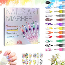 12-teiliges Nageldesign-Stiftset, Nagelmarker für Gelnägel, neue DIY-Punktier-Graffiti-Marker (2025), Werkzeuge mit feiner Spitze