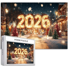 500-palainen jouluaiheinen onnellista uutta vuotta 2026 -palapeli - haastavia perheaktiviteettipelejä, tee-se-itse