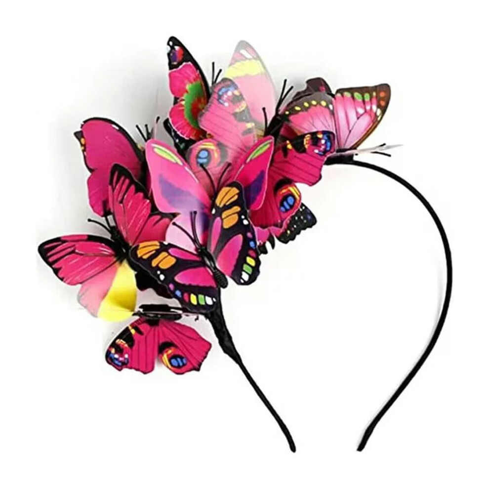 Fairy Photo Booth Props 3D Butterfly Hair Bands Headband Party Headpiece Garden Birthday Party Photo Booth Props Rose Red 9001264710842