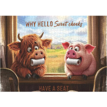 1000 Piece Funny Farm Animal Cute Pig Highland Cow Toilet Paper Jigsaw - Nature Country Scenery Art Home