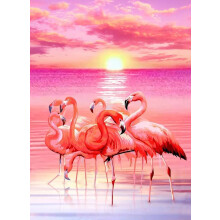 300-palainen flamingo auringonlaskun eläin vaaleanpunainen flamingo ranta palapeli - liukuvärjätty taika värikäs palapeli perheelle hauska peli
