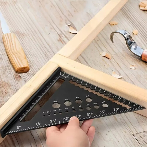 Triangle Ruler 7inch Aluminum Angle Protractor Speed Metric Square Mea 2