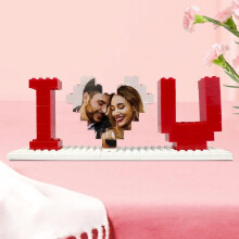 Custom Building Brick Photo Block, Personalised I Love You Heart Shaped Puzzle, DIY Valentine's Day Gift Decor
