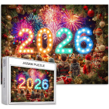 1000 Piece 2026 New Year Celebration Poster Christmas Decoration Jigsaw - Challenging Family Activity Games