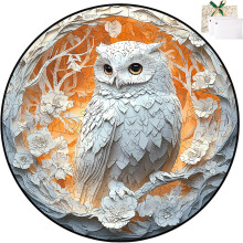 Luna Owl 3D-pussel - Vita ugglor konst laserskurna pussel, omöjliga unika estetiska gåvor