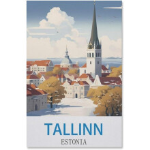 1000 brikker Tallinn vintage rejseplakat Estland puslespil - klassisk puslespil gør-det-selv-sæt papirlegetøj unik gave til hjemmet