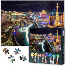 Las Vegas City Skyline 1000 Brikker Puslespil til Voksne, Udfordrende Landskabskunst til Boligindretning