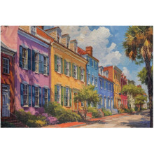 Rompecabezas de 500 piezas Rainbow Row Charleston, Carolina del Sur. Ideal para adultos, juguetes, regalos y decoración familiar.
